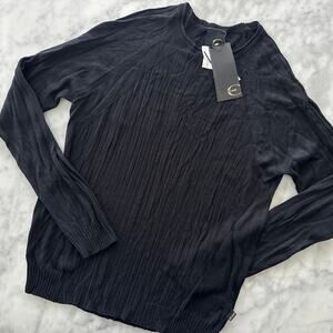Just Cavalli Ribbed Rayon/Wool Black Sweater XL NWT $530 Oversized Crewneck